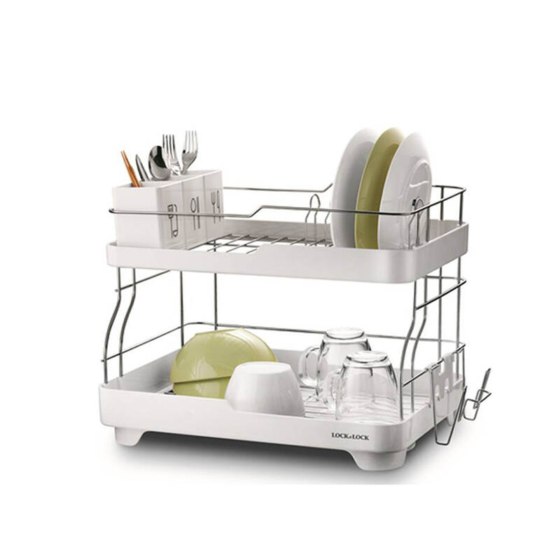 Kệ Ch&eacute;n Dĩa 2 Tầng Locknlock - 2 m&agrave;u (Xanh L&aacute;, Trắng) - LDR2001 image number null